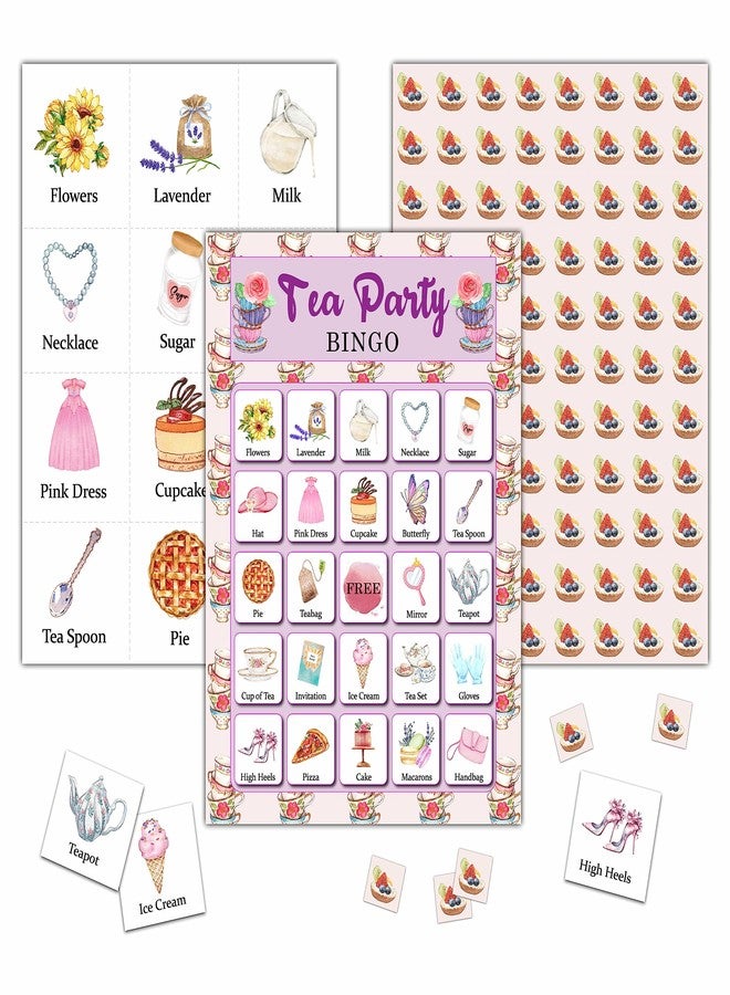 KFNER Garden Tea Party Bingo Game Card - 24 Players Bingo Games Set Indoor Outdoor Activities - Bridal Shower, Birthday, Tea Party Favors Supplies -A04 - Image 1